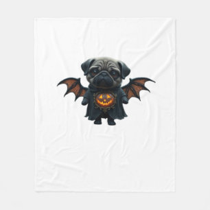 Halloween Spooky Pug Classic T-Shirt Fleece Blanket
