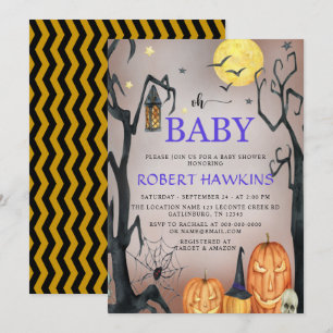 Halloween Spooky Pumpkin Baby Shower Invitation