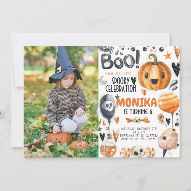 Halloween Spooky Pumpkin Birthday Invitation  (Front)