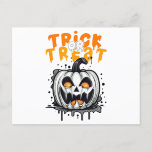 Halloween spooky Pumpkin Design Trick or Treat Postcard