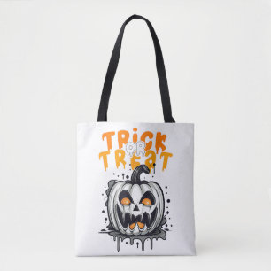 Halloween spooky Pumpkin Design Trick or Treat Tote Bag