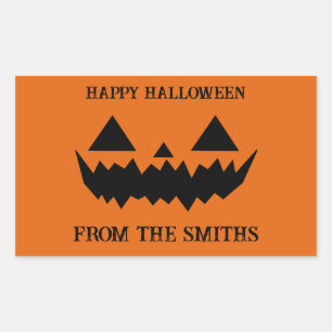 Halloween Spooky Pumpkin Face Rectangular Sticker