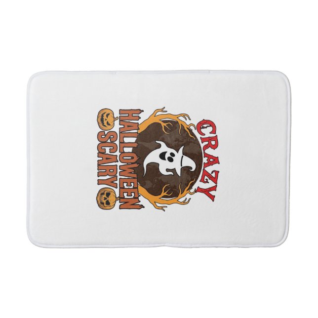 Halloween Spooky Pumpkin Retro Engraved Texture_1 Bath Mat (Front)