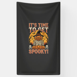 Halloween Spooky Pumpkin Scarecrow Vintage Banner