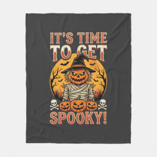 Halloween Spooky Pumpkin Scarecrow Vintage Fleece Blanket