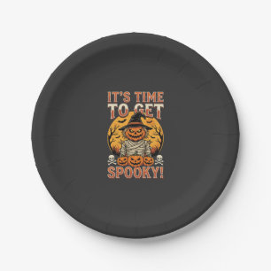 Halloween Spooky Pumpkin Scarecrow Vintage Paper Plate