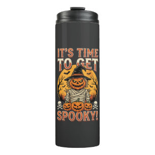 Halloween Spooky Pumpkin Scarecrow Vintage Thermal Tumbler