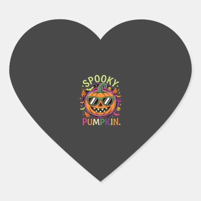 Halloween Spooky Pumpkin Sunglasses Vector Heart Sticker (Front)