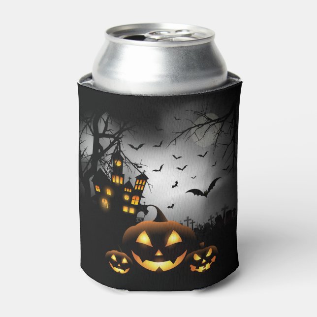 Halloween - Spooky Pumpkins Grey Moon - All Opt Can Cooler (Can Front)