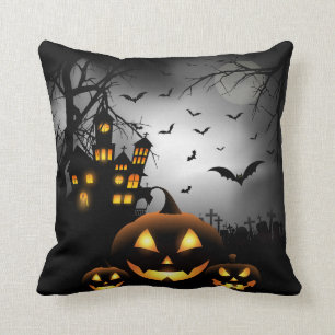 Halloween - Spooky Pumpkins Grey Moon - All Opt Cushion