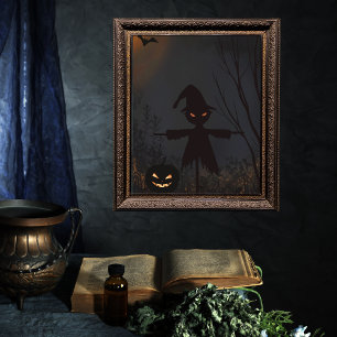 Halloween Spooky Scarecrow Pumpkin Photo Print