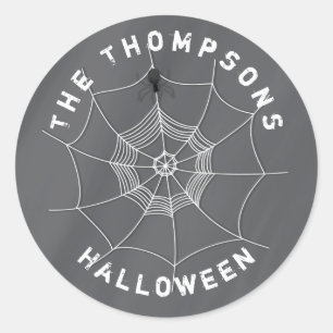 Halloween Spooky Scary Cute Spider Web Classic Round Sticker