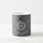 Halloween Spooky Scary Cute Spider Web Coffee Mug<br><div class="desc">Spooky spider in a spider web. Are you ready for some Halloween fun? then you will love this spooky black spider busy spinning a spooky web. The background is completely editable and can be changed to any colour. This fun whimsical design is sure to get your Halloween started right. The...</div>