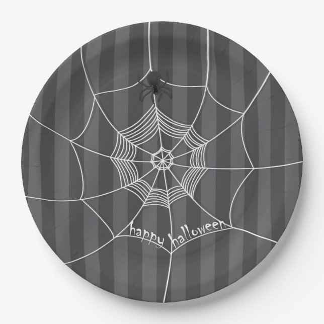 Halloween Spooky Scary Cute Spider Web Paper Plate (Front)