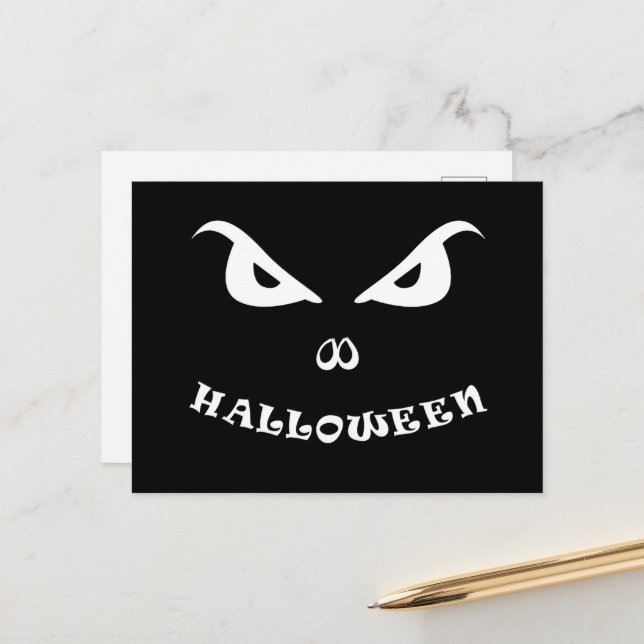 Halloween spooky scary face holiday postcard (Front/Back In Situ)
