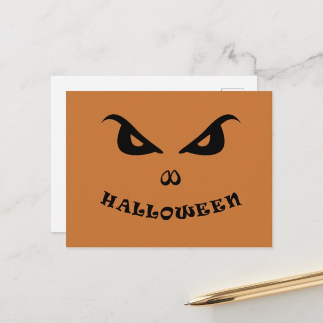 Halloween spooky scary face holiday postcard (Front/Back In Situ)