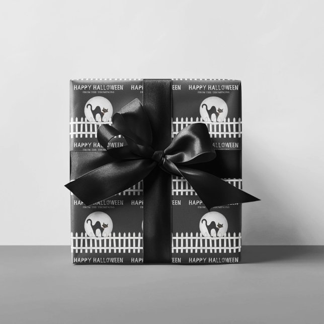 Halloween Spooky Scary Haunted House Witch Wrappin Wrapping Paper (Halloween spooky black cat wrapping paper. )