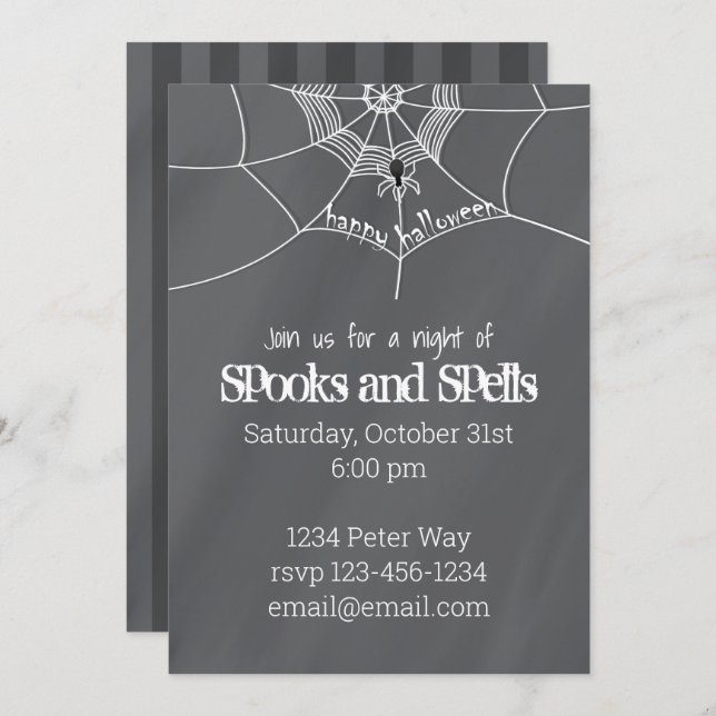 Halloween Spooky Scary Spider Web Fun Party  Invitation (Front/Back)