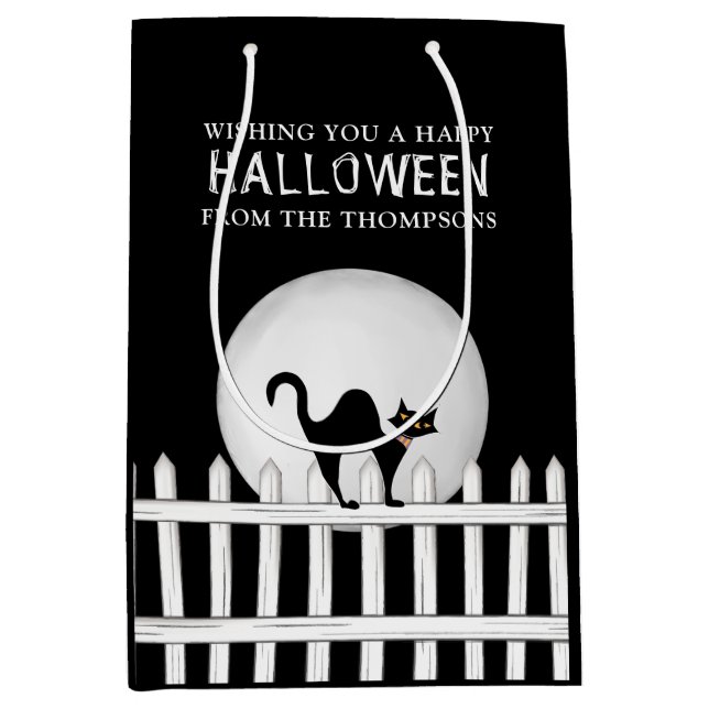 Halloween Spooky Scary Spooky Black Cat Cute Medium Gift Bag (Front)