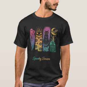 Halloween Spooky Season Ghost Cat Pumpkin Art T-Shirt