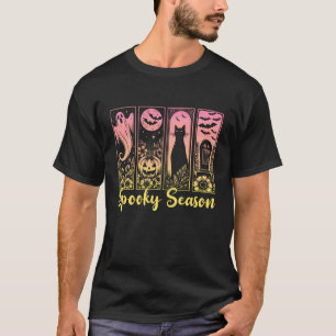 Halloween Spooky Season Horror Cat Vintage Hallowe T-Shirt