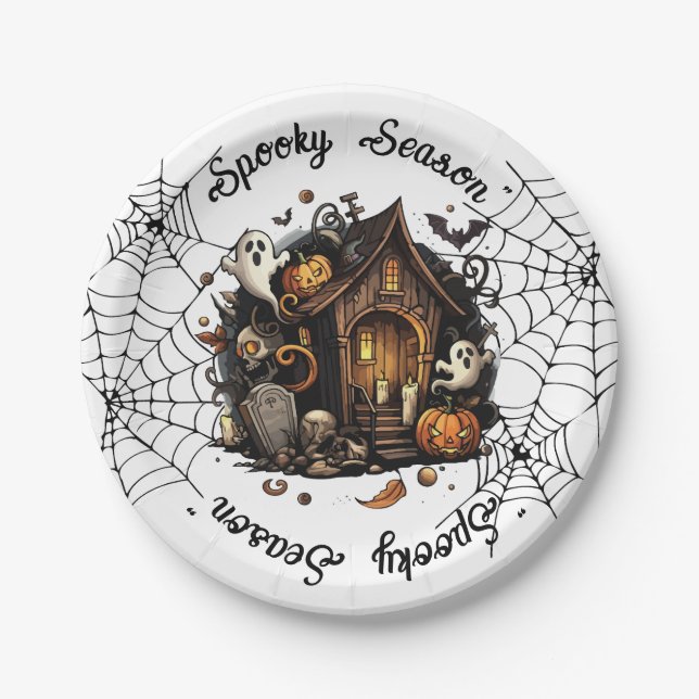 Halloween  👻 spooky season  💀 Paper Plate (Front)