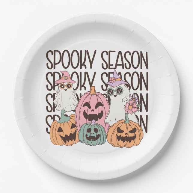 Halloween Spooky Season Paper Plate (Front)