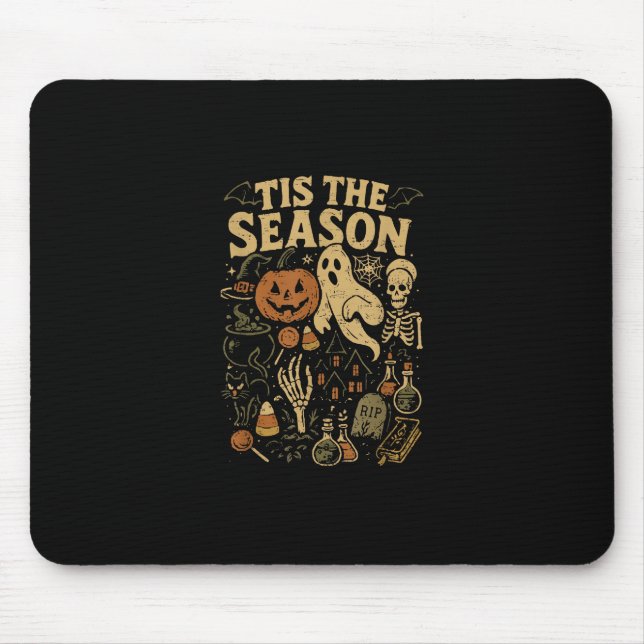 Halloween Spooky Season Pumpkin Witch Tis The Seas Mouse Mat (Front)