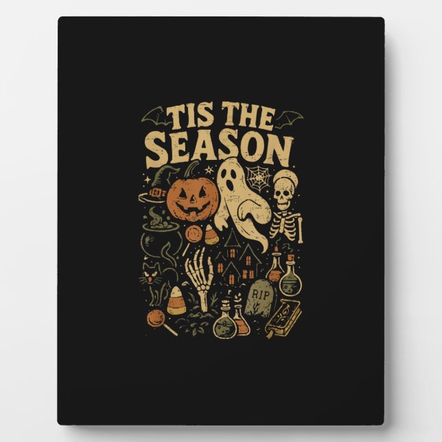 Halloween Spooky Season Pumpkin Witch Tis The Seas Plaque (Front)