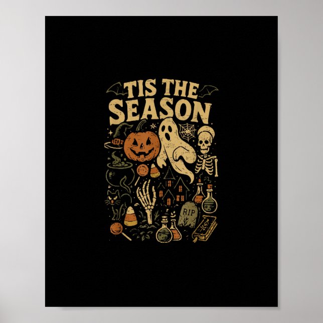 Halloween Spooky Season Pumpkin Witch Tis The Seas Poster (Front)