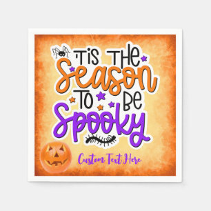Halloween Spooky Season Quote Pumpkin Personalised Napkin