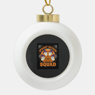 Halloween Spooky Season Squad Ghost Pumpkin Design Ceramic Ball Christmas Ornament
