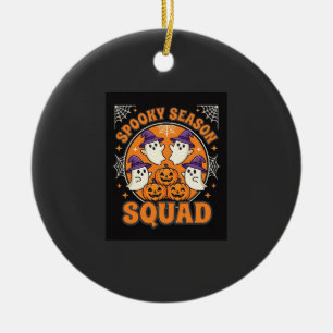 Halloween Spooky Season Squad Ghost Pumpkin Design Ceramic Tree Decoration