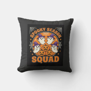 Halloween Spooky Season Squad Ghost Pumpkin Design Cushion