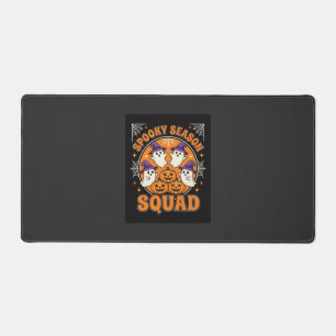 Halloween Spooky Season Squad Ghost Pumpkin Design Desk Mat
