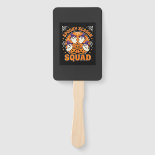 Halloween Spooky Season Squad Ghost Pumpkin Design Hand Fan