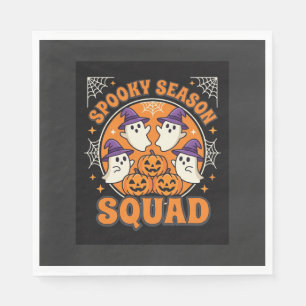 Halloween Spooky Season Squad Ghost Pumpkin Design Napkin