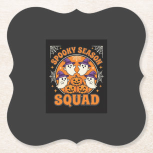 Halloween Spooky Season Squad Ghost Pumpkin Design Paper Coaster