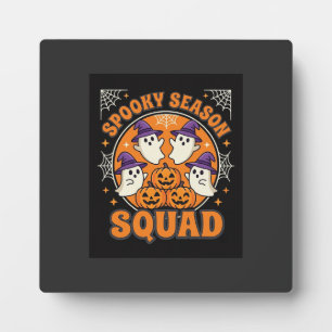 Halloween Spooky Season Squad Ghost Pumpkin Design Plaque