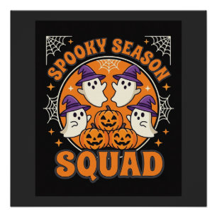 Halloween Spooky Season Squad Ghost Pumpkin Design Poster
