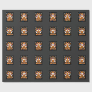 Halloween Spooky Season Squad Ghost Pumpkin Design Wrapping Paper