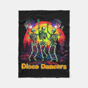 Halloween Spooky Skeleton Disco Dancers Dancing Fleece Blanket