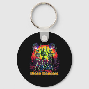 Halloween Spooky Skeleton Disco Dancers Dancing Key Ring