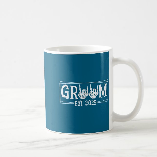 Halloween spooky skeleton engagement wedding bride coffee mug (Right)