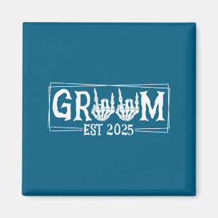 Halloween spooky skeleton engagement wedding bride magnet