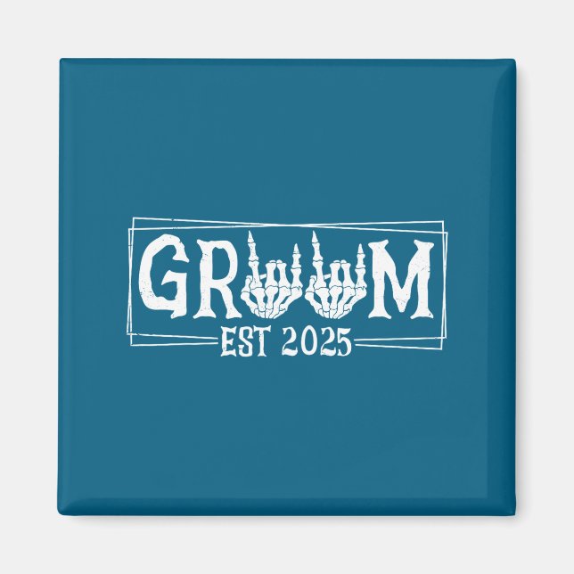 Halloween spooky skeleton engagement wedding bride magnet (Front)