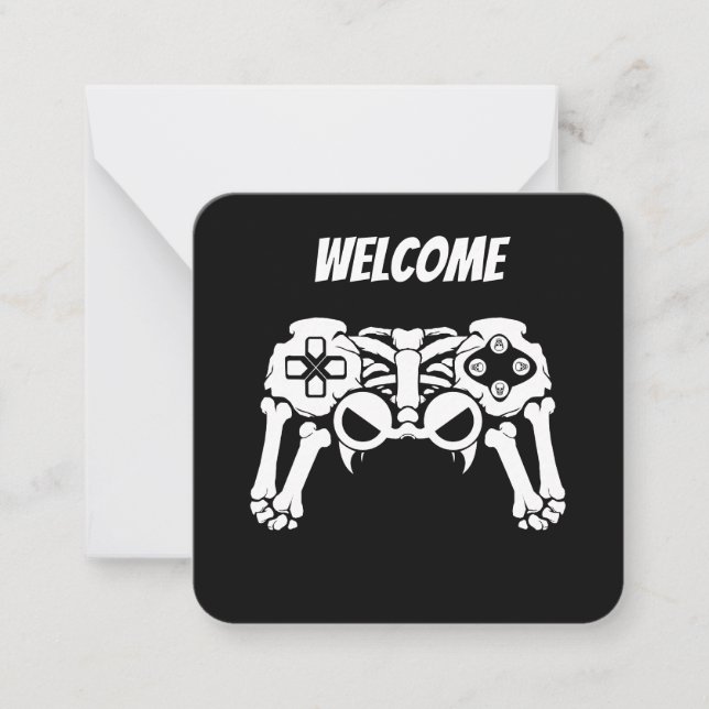 Halloween Spooky Skeleton Gamer Controller Gaming Card (Front)