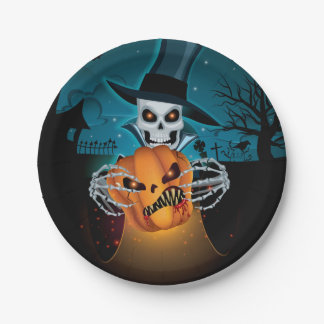 Halloween Spooky Skeleton Paper Plate