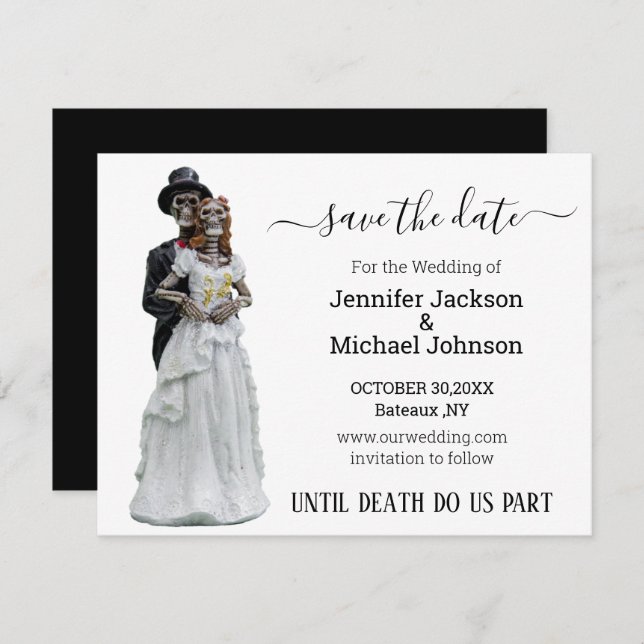 halloween spooky skeletons bride and groom   save the date (Front/Back)