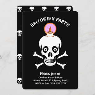 Halloween spooky skulls on black Invitation